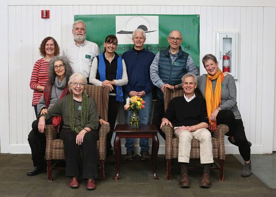 Insight Meditation Community of Charlottesville teachers and teachers-in-training: (standing) Susan Kaufmann, Phil Schrodt, Teresa Miller, Pat Coffey, Jeff Fracher; (seated) Heather Karp, Sharon Beckman-Brindley, David Silver, Laura DeVault